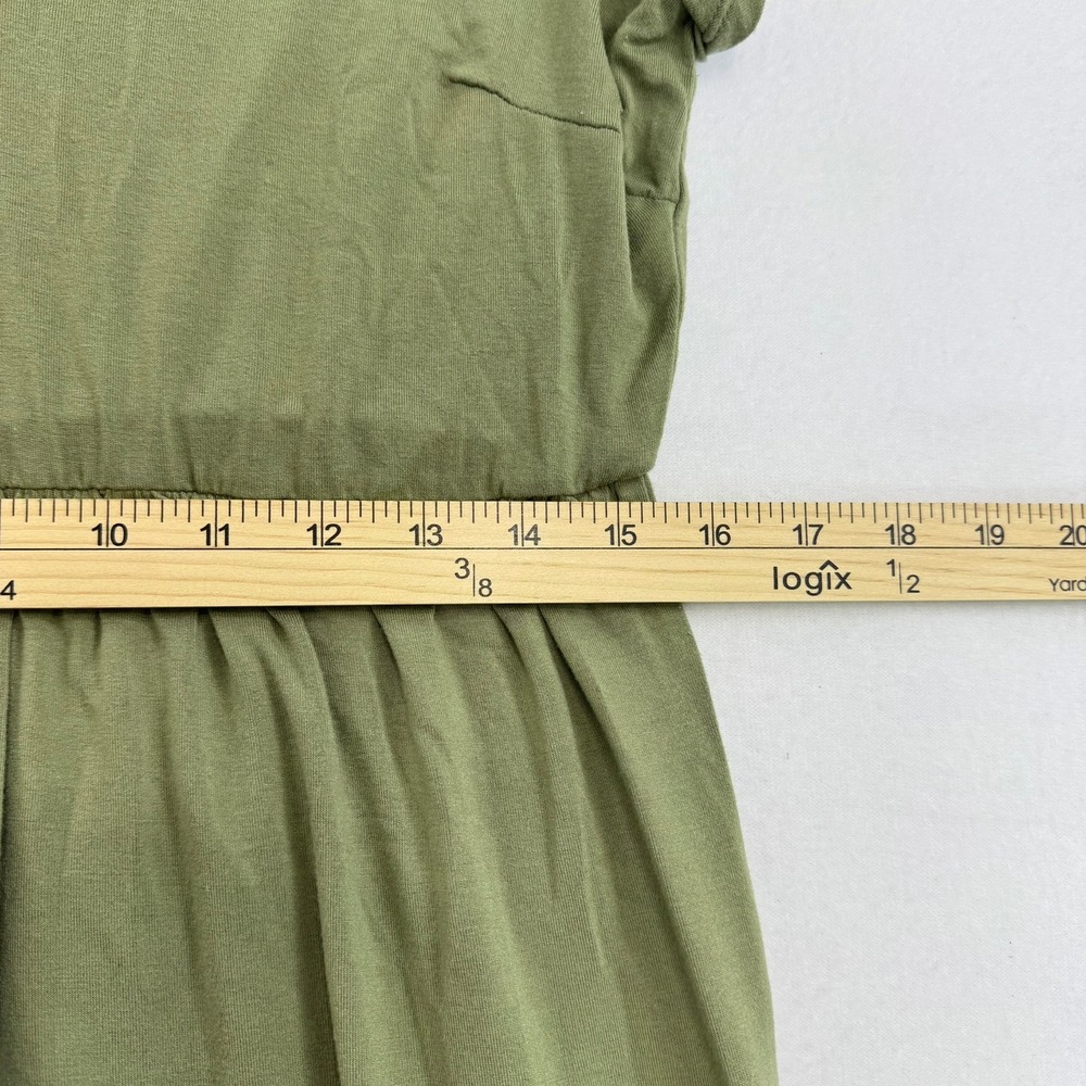 Lucky Brand Womens Tiered Mini Dress Olive Green V-Neck Flutter Sleeve Large - Picture 6 of 10